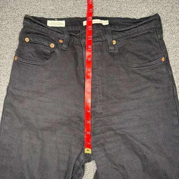 Levi’s Premium Denim Ribcage Straight Ankle Jeans Black Size 27 Button Fly - Picture 7 of 10